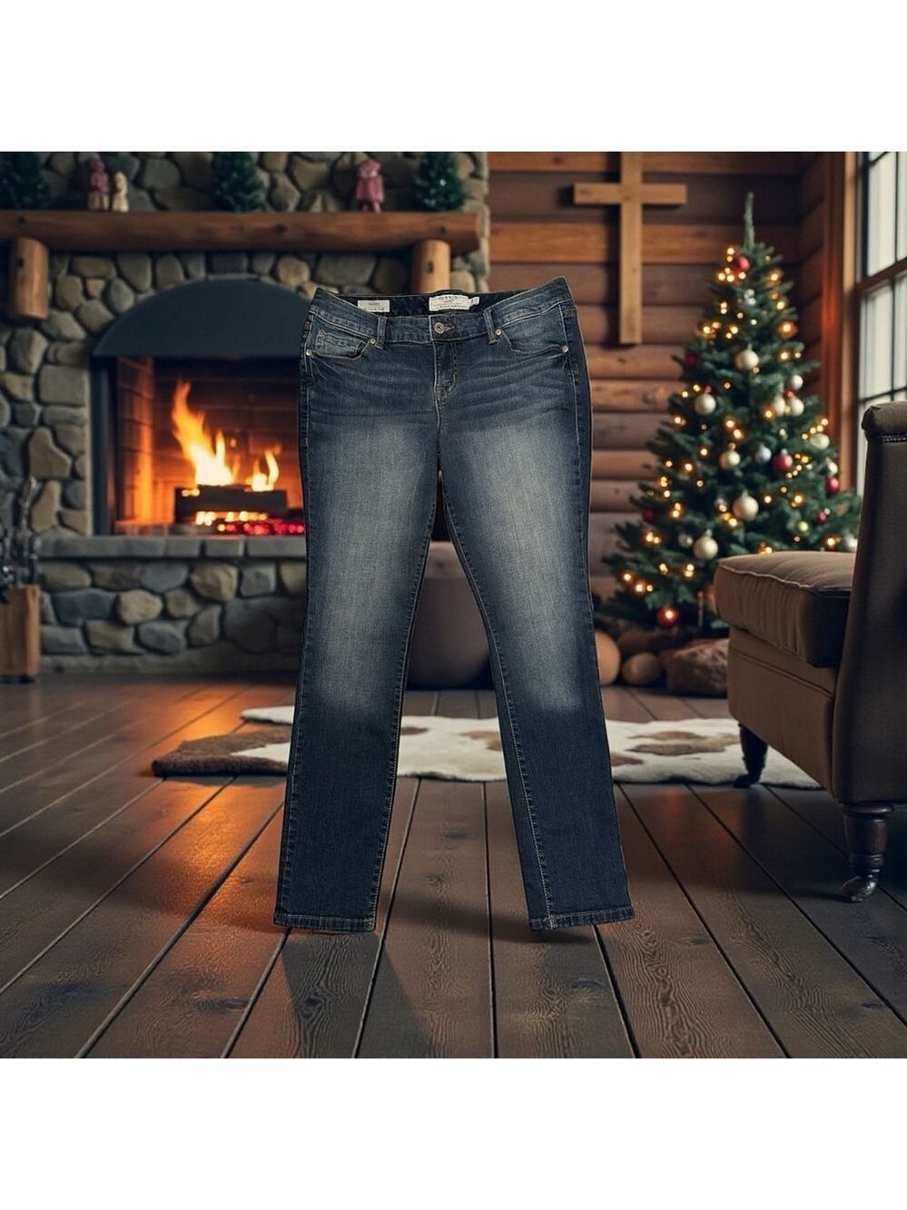 TORRID Denim Jeans SKINNY LEG Womens 10R BLUE Western Distressed Cowgirl Farm